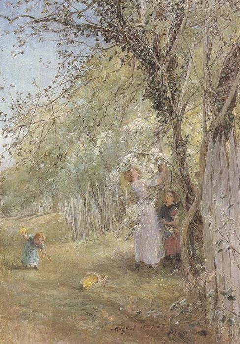Charles james lewis Gathering Summer Flowers (mk37) oil painting picture